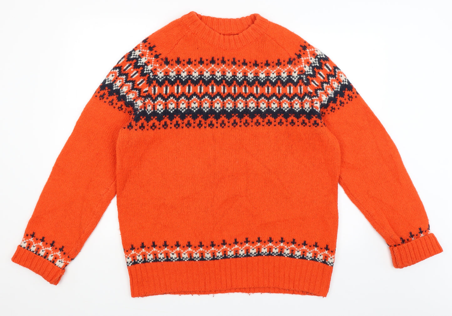 H&M Mens Orange Geometric  Pullover Jumper Size L