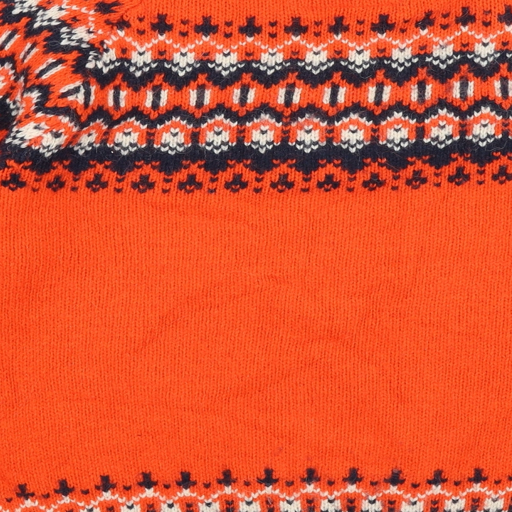 H&M Mens Orange Geometric  Pullover Jumper Size L