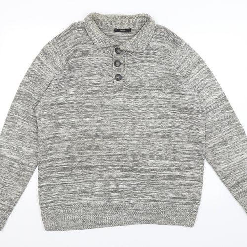 George Mens Grey   Henley Jumper Size L