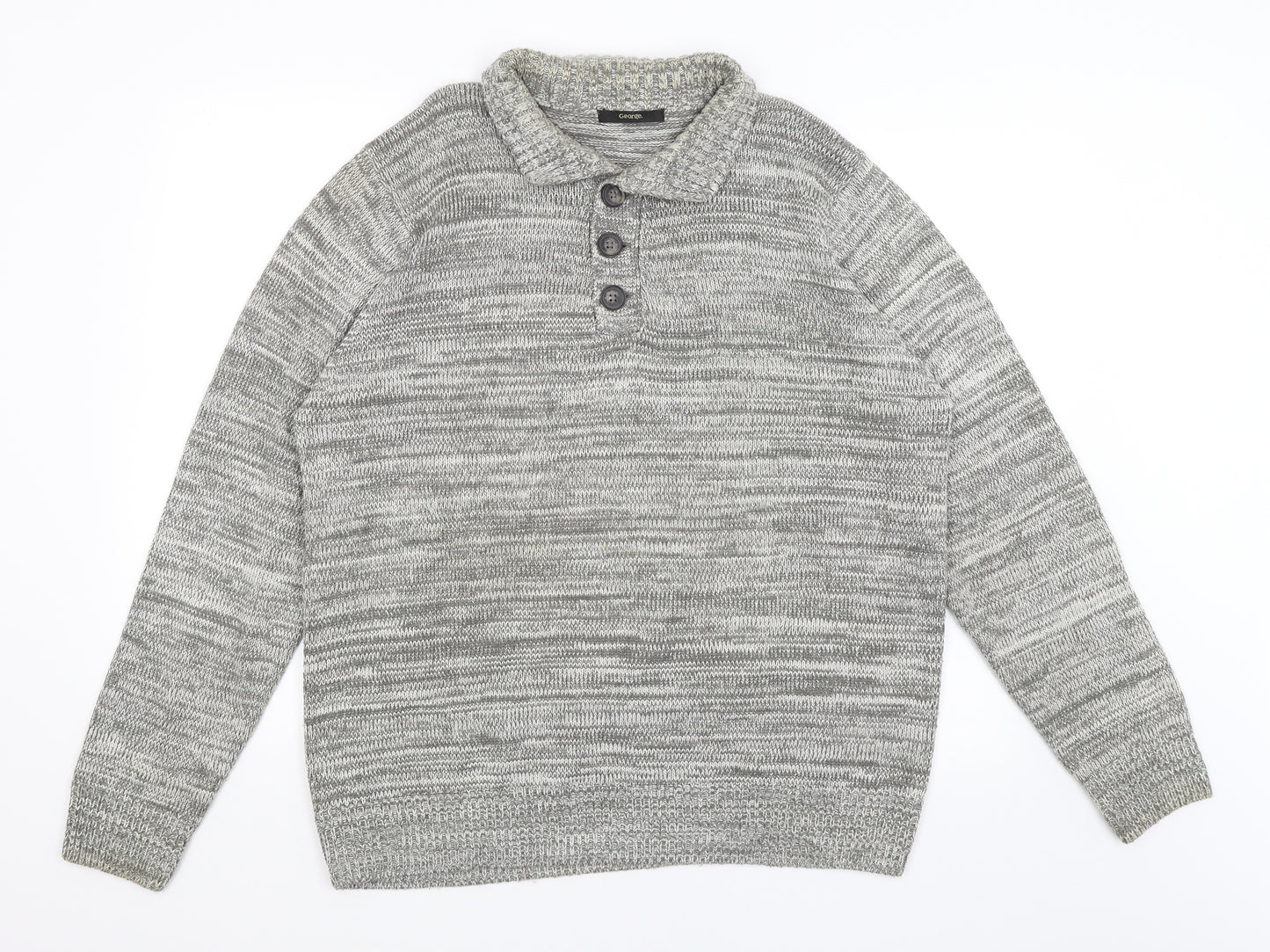 George Mens Grey   Henley Jumper Size L