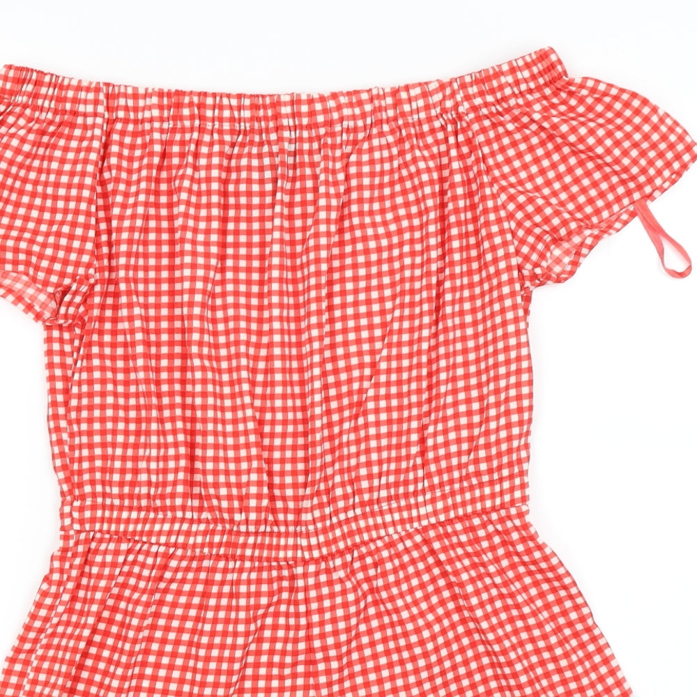 Atmosphere Womens Red Check  Playsuit One-Piece Size 12