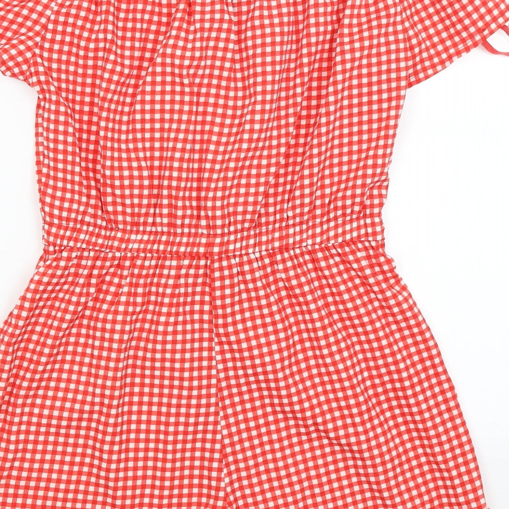 Atmosphere Womens Red Check  Playsuit One-Piece Size 12