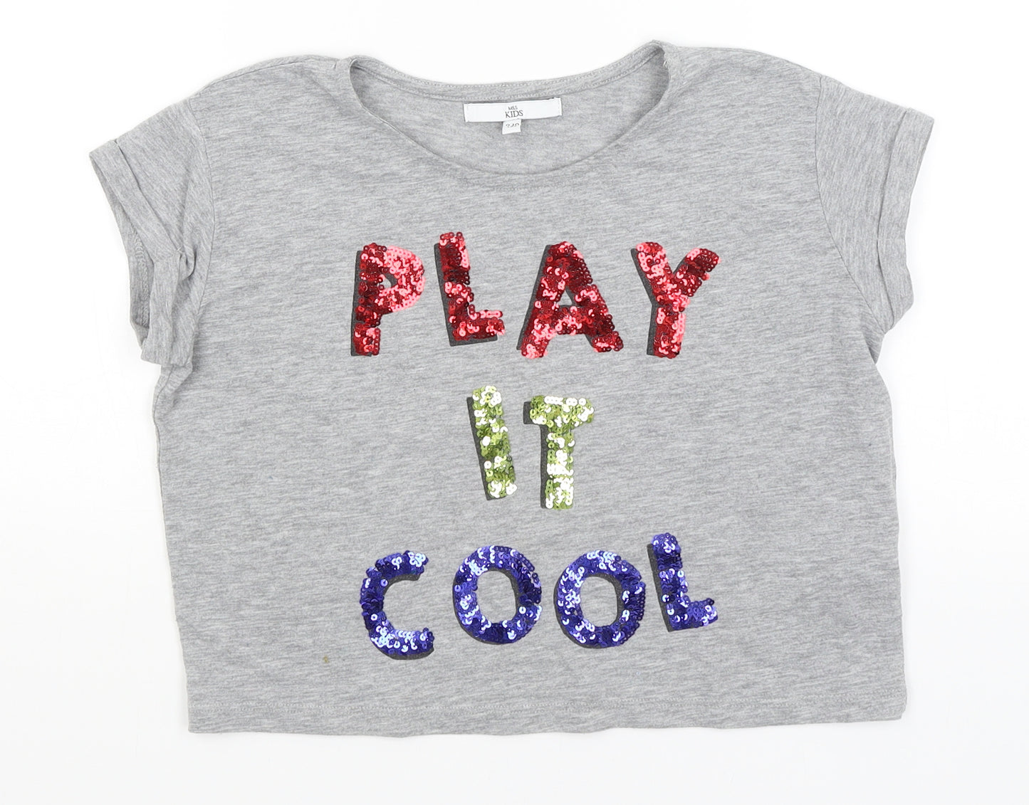 M&S Girls Grey   Cropped T-Shirt Size 9-10 Years