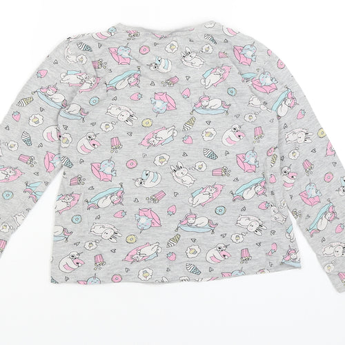 Matalan Girls Grey   Basic T-Shirt Size 7 Years  - Cute Animals