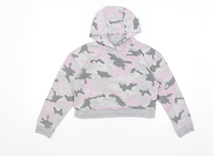 Pep & Co Girls Grey Camouflage  Pullover Hoodie Size 9-10 Years