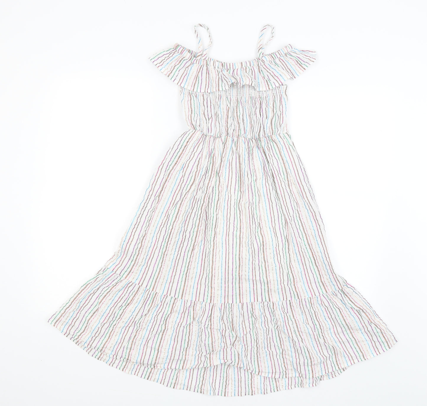 Minoti Girls White Striped  A-Line  Size 9-10 Years