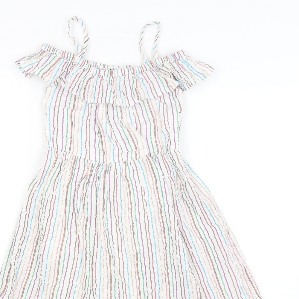 Minoti Girls White Striped  A-Line  Size 9-10 Years