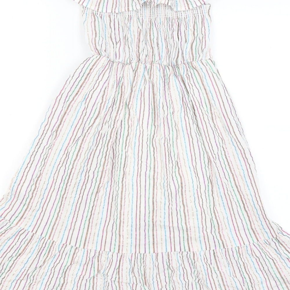 Minoti Girls White Striped  A-Line  Size 9-10 Years