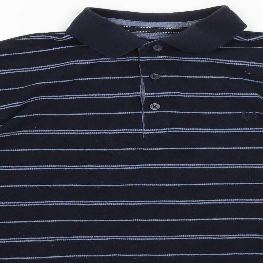 Lincoln Mens Blue Striped   Polo Size M