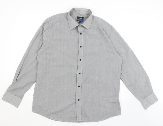 Greenwoods Mens Grey Striped   Dress Shirt Size 16.5