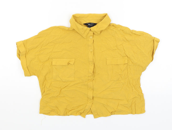New Look Girls Yellow Cropped Button-Up Size 12 Years