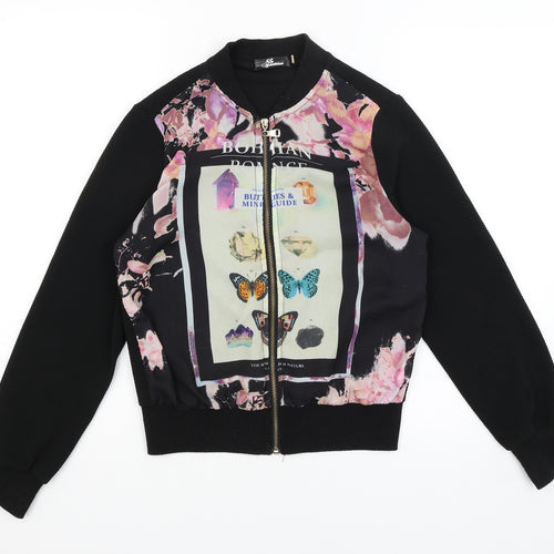 CC Fashion Womens Black   Full Zip Jumper Size S