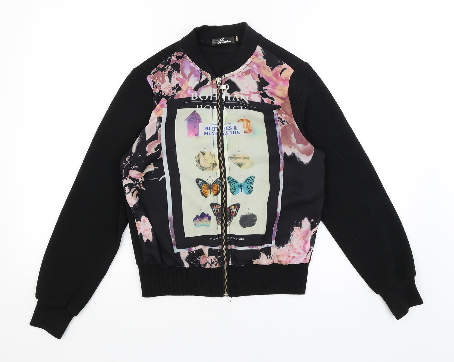 CC Fashion Womens Black   Full Zip Jumper Size S