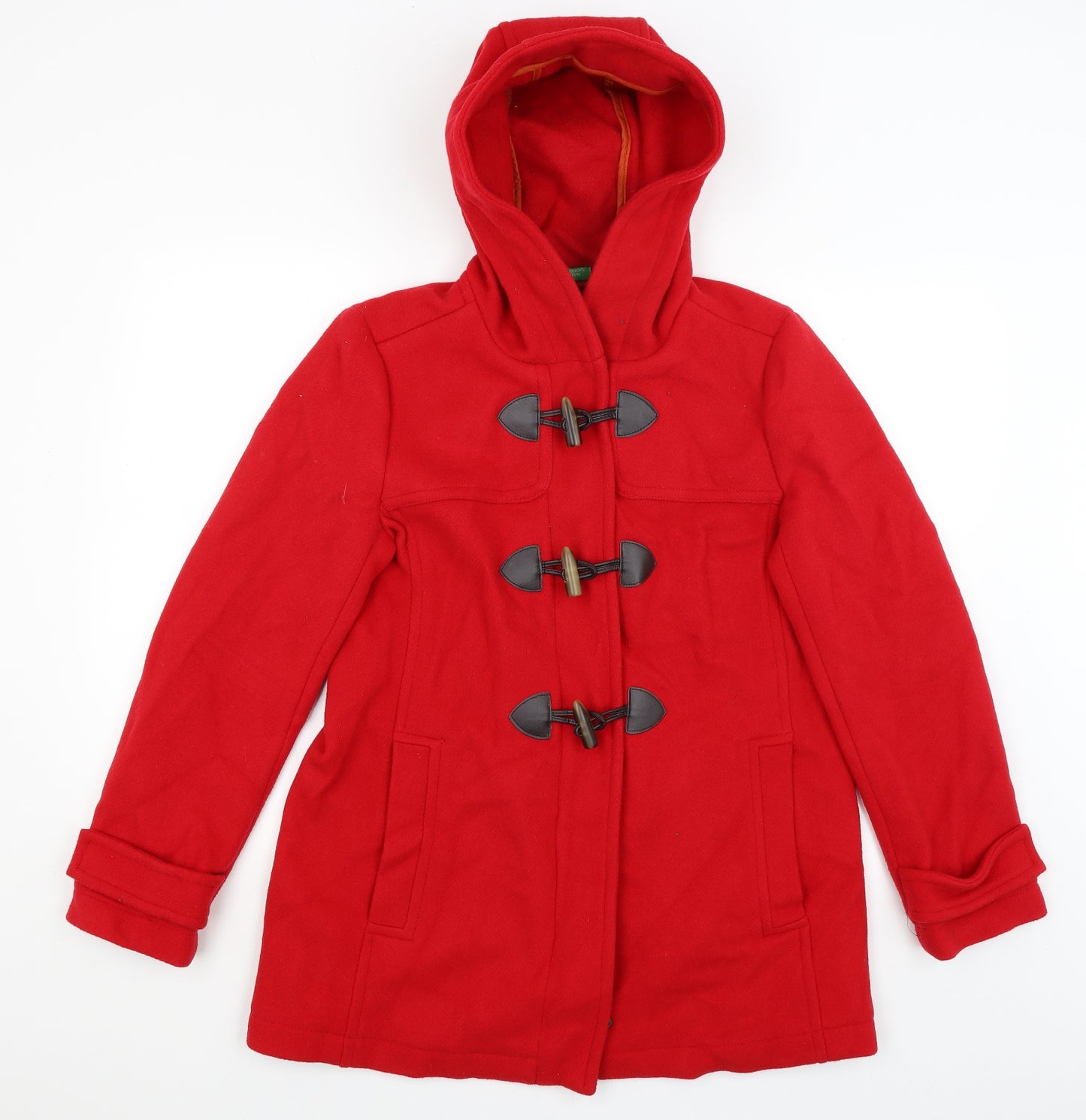 Benneton Womens Red   Overcoat Coat Size 12