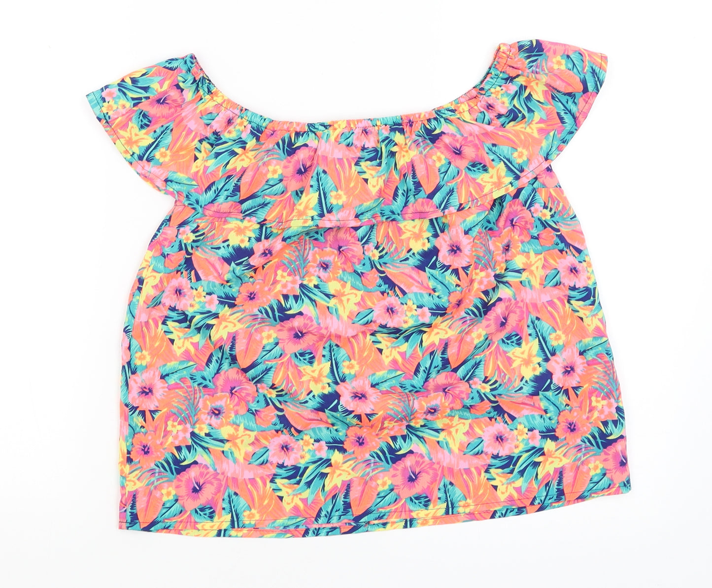 Primark Girls Blue Floral  Basic T-Shirt Size 12-13 Years
