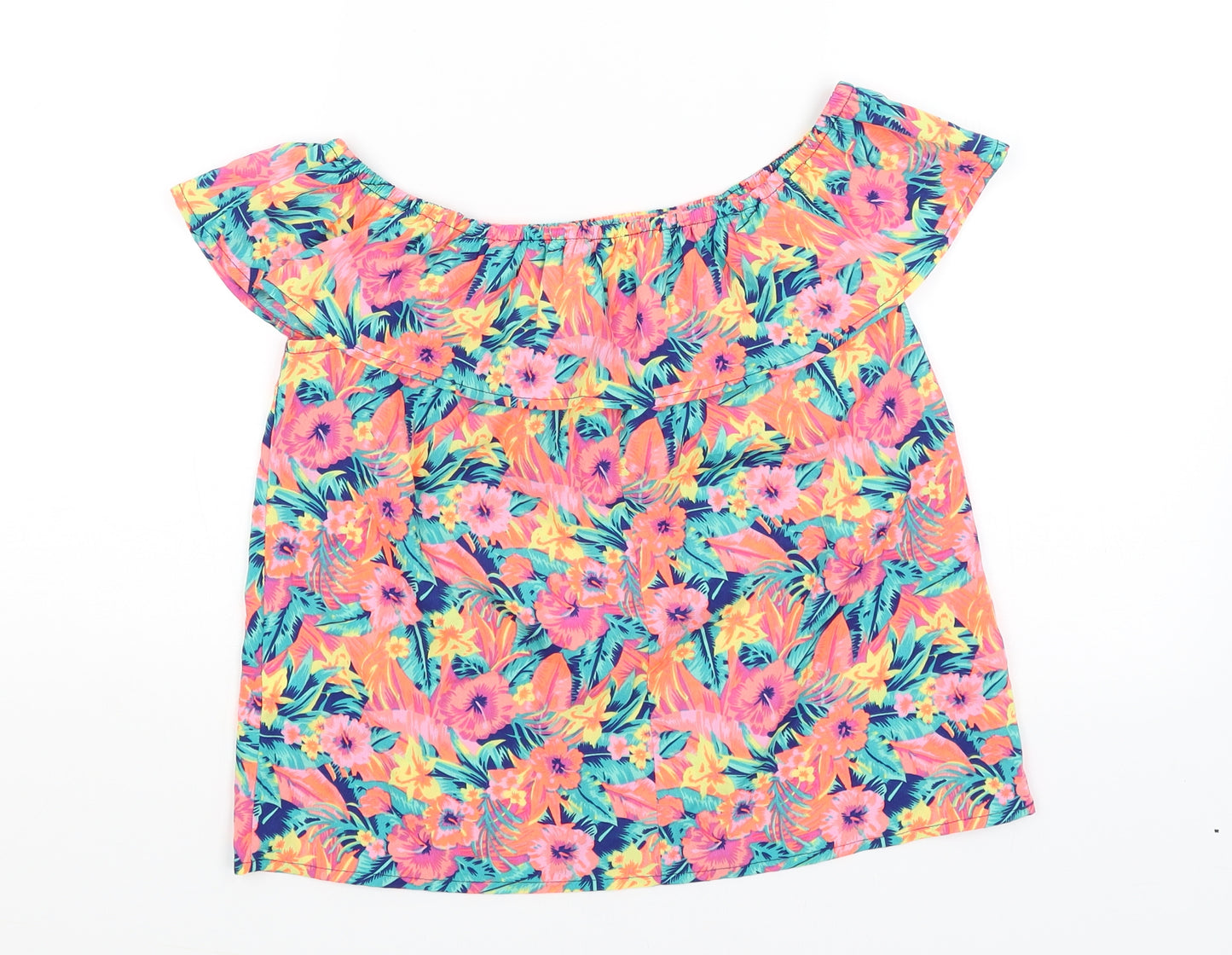 Primark Girls Blue Floral  Basic T-Shirt Size 12-13 Years