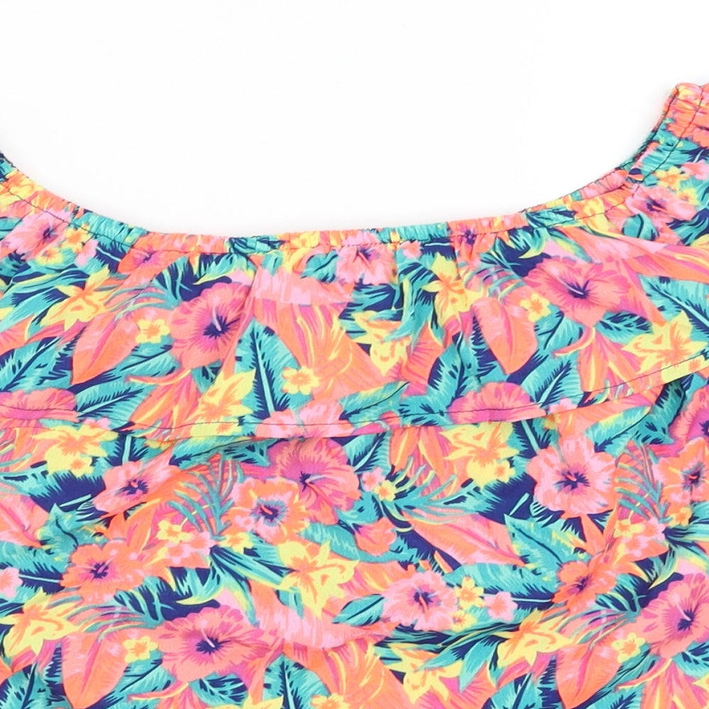 Primark Girls Blue Floral  Basic T-Shirt Size 12-13 Years