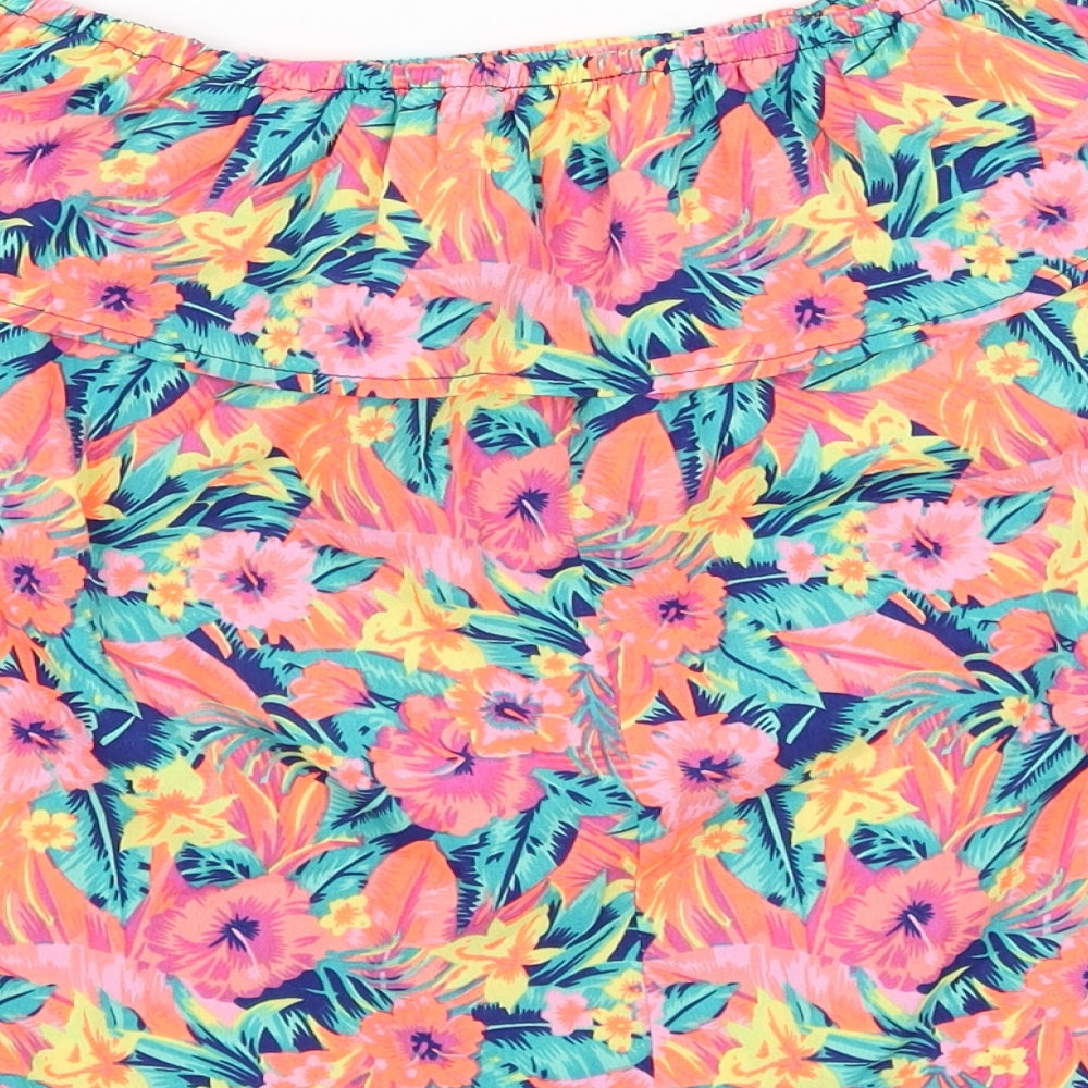 Primark Girls Blue Floral  Basic T-Shirt Size 12-13 Years
