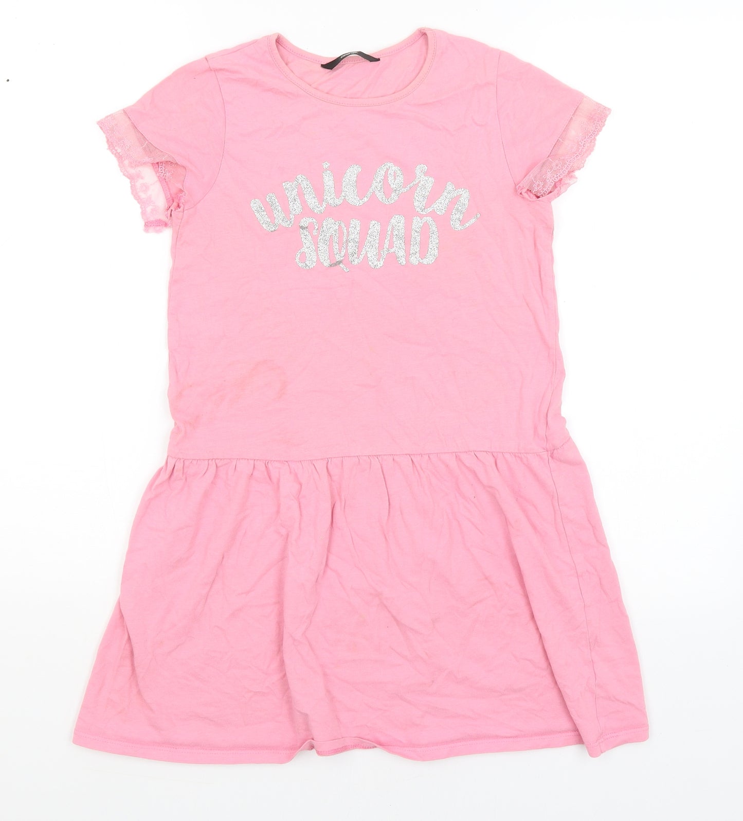 George Girls Pink   T-Shirt Dress  Size 9-10 Years  - Unicorn Squad