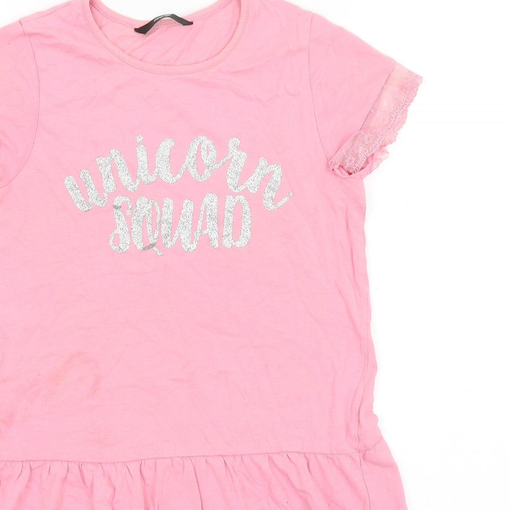 George Girls Pink   T-Shirt Dress  Size 9-10 Years  - Unicorn Squad