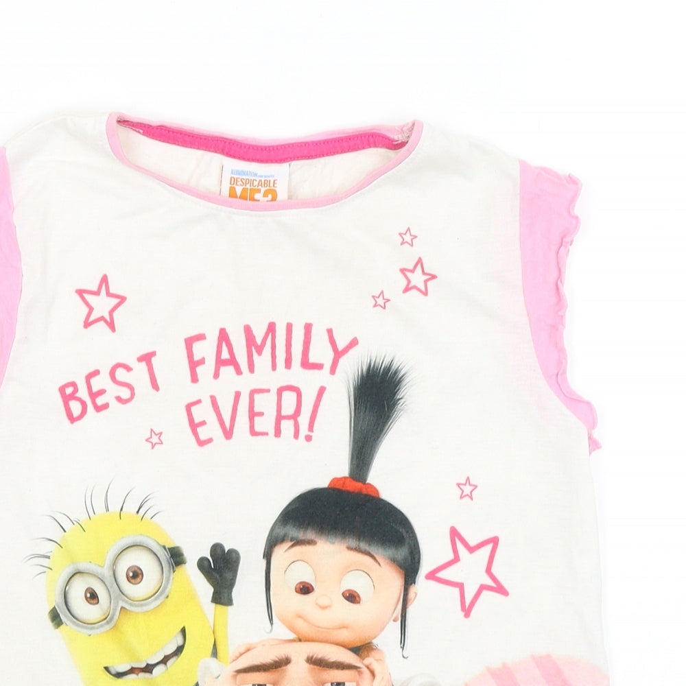 Lilly & Dan Girls White   Basic T-Shirt Size 9-10 Years  - Despicable Me 3