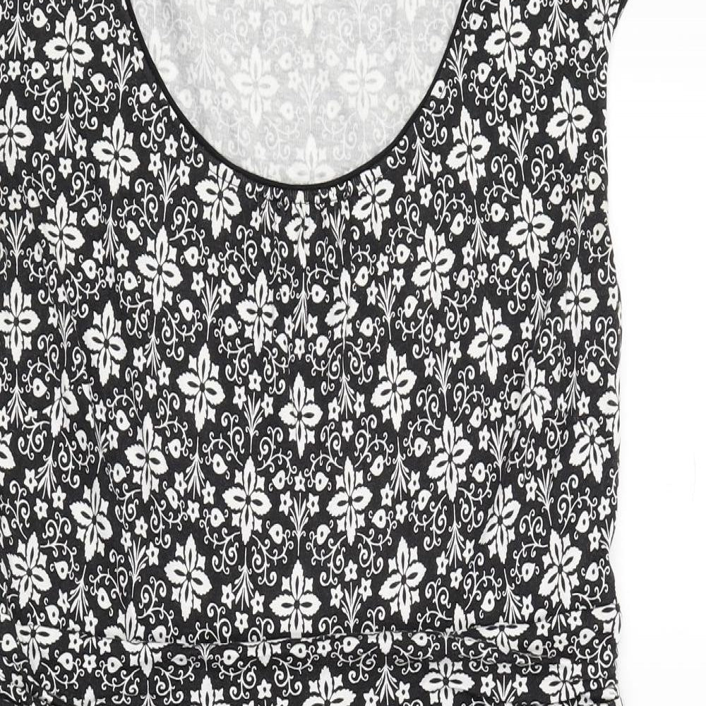 Boden Womens Black Paisley  T-Shirt Dress  Size 16