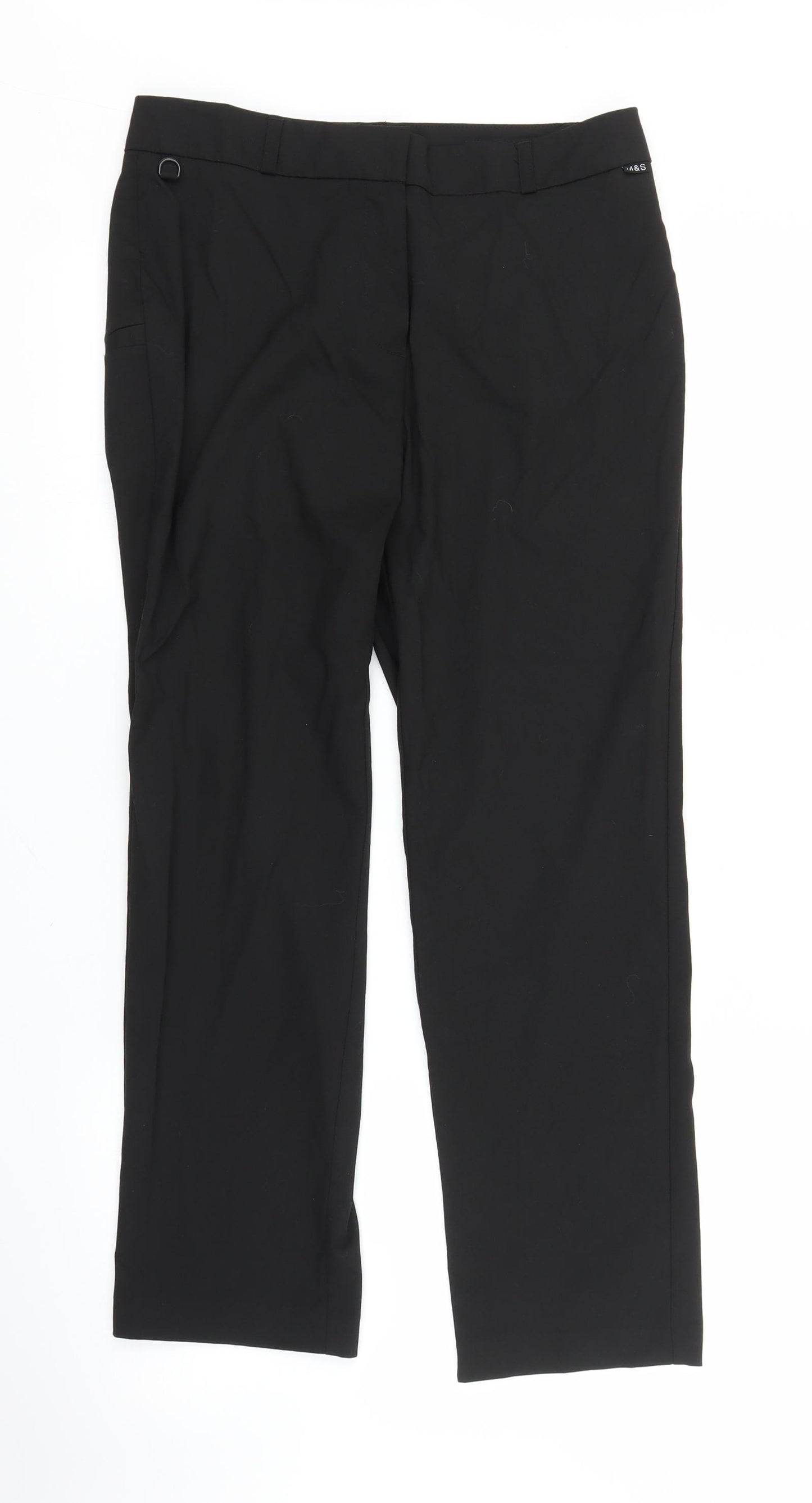 M&S Womens Black   Capri Trousers Size 10 L24 in