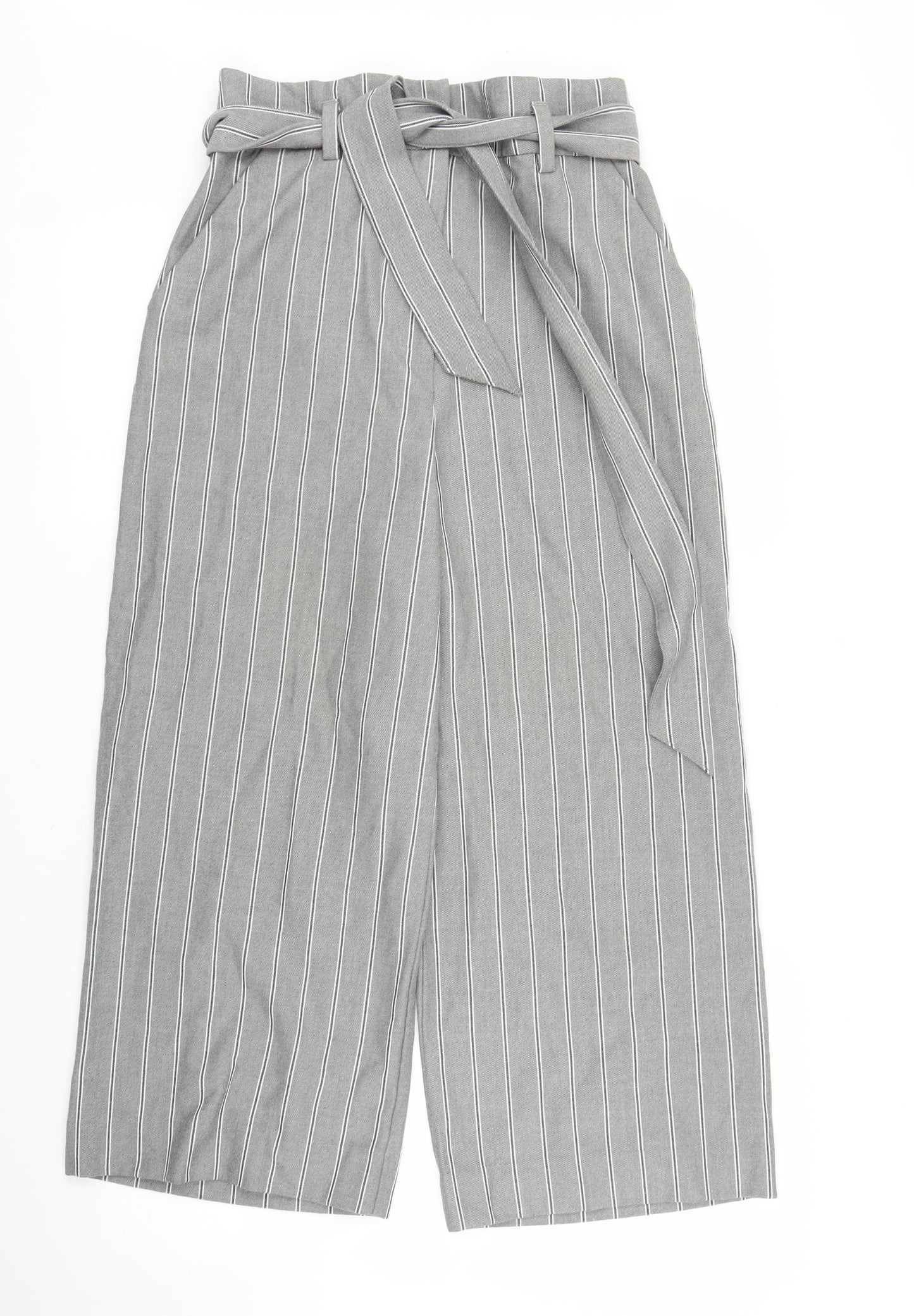 H&M Womens Grey Striped  Bloomer Trousers Size 12 L22 in