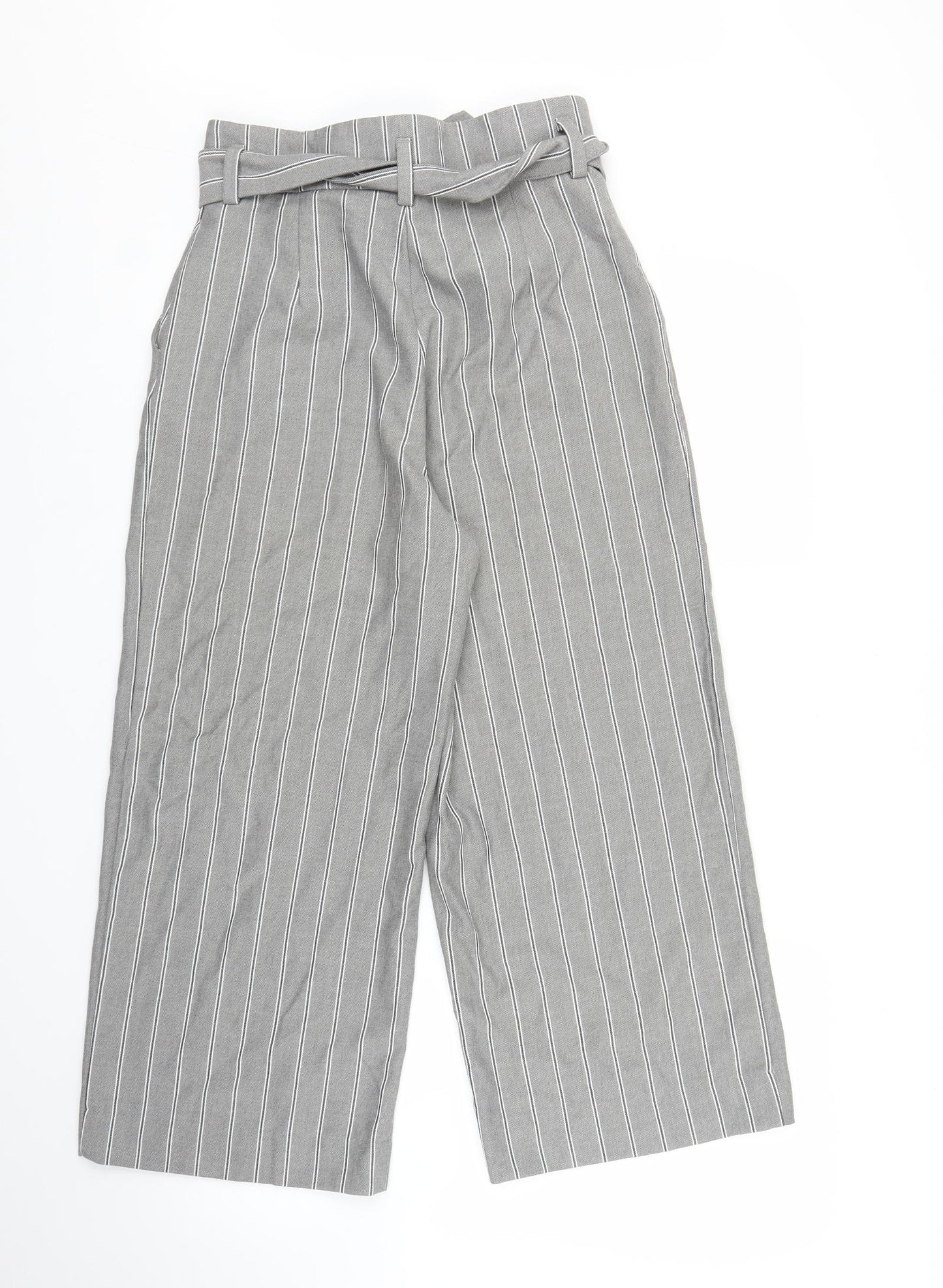H&M Womens Grey Striped  Bloomer Trousers Size 12 L22 in