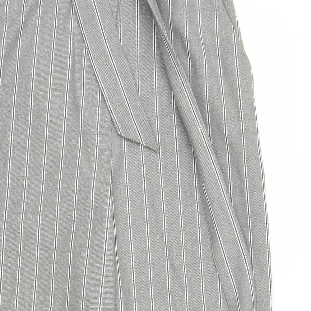 H&M Womens Grey Striped  Bloomer Trousers Size 12 L22 in