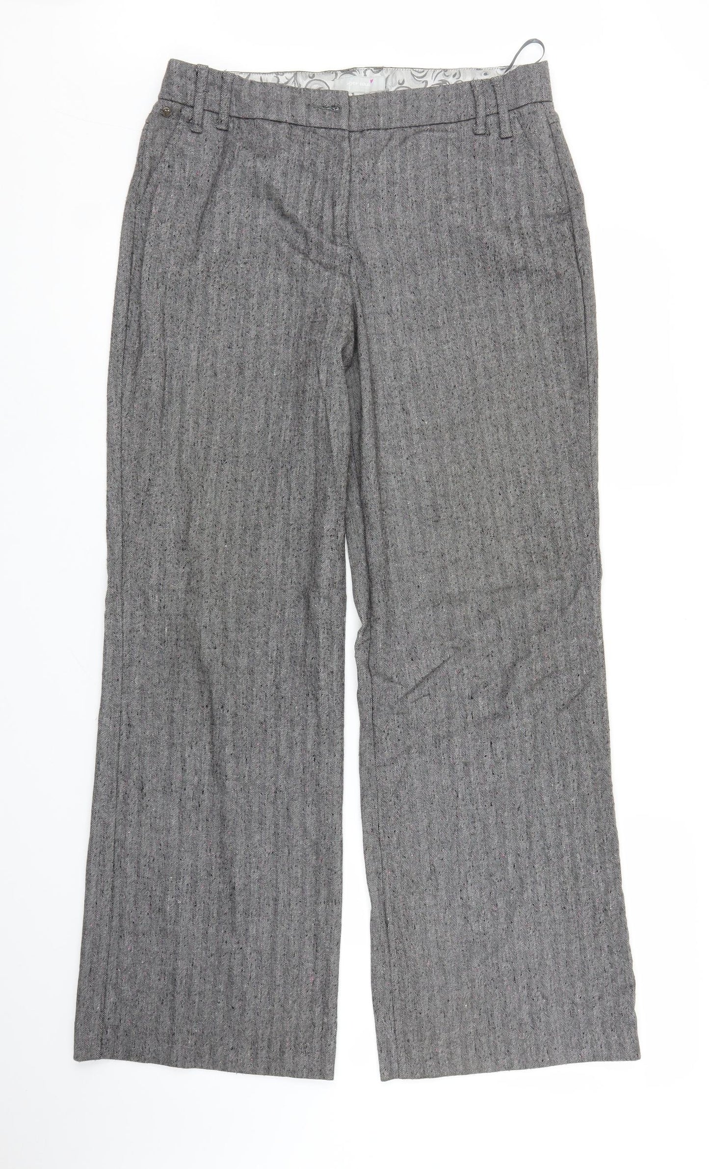 M&S Womens Grey Herringbone  Trousers  Size 12 L29 in
