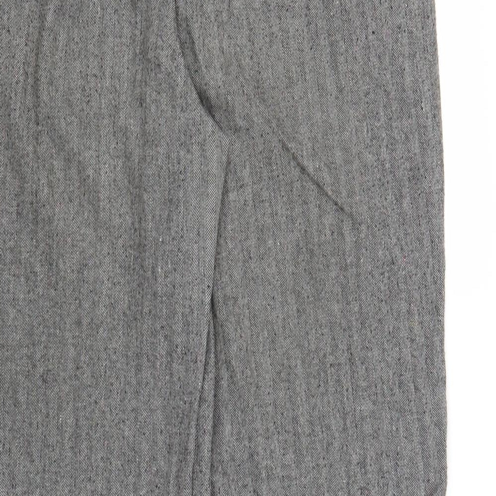 M&S Womens Grey Herringbone  Trousers  Size 12 L29 in