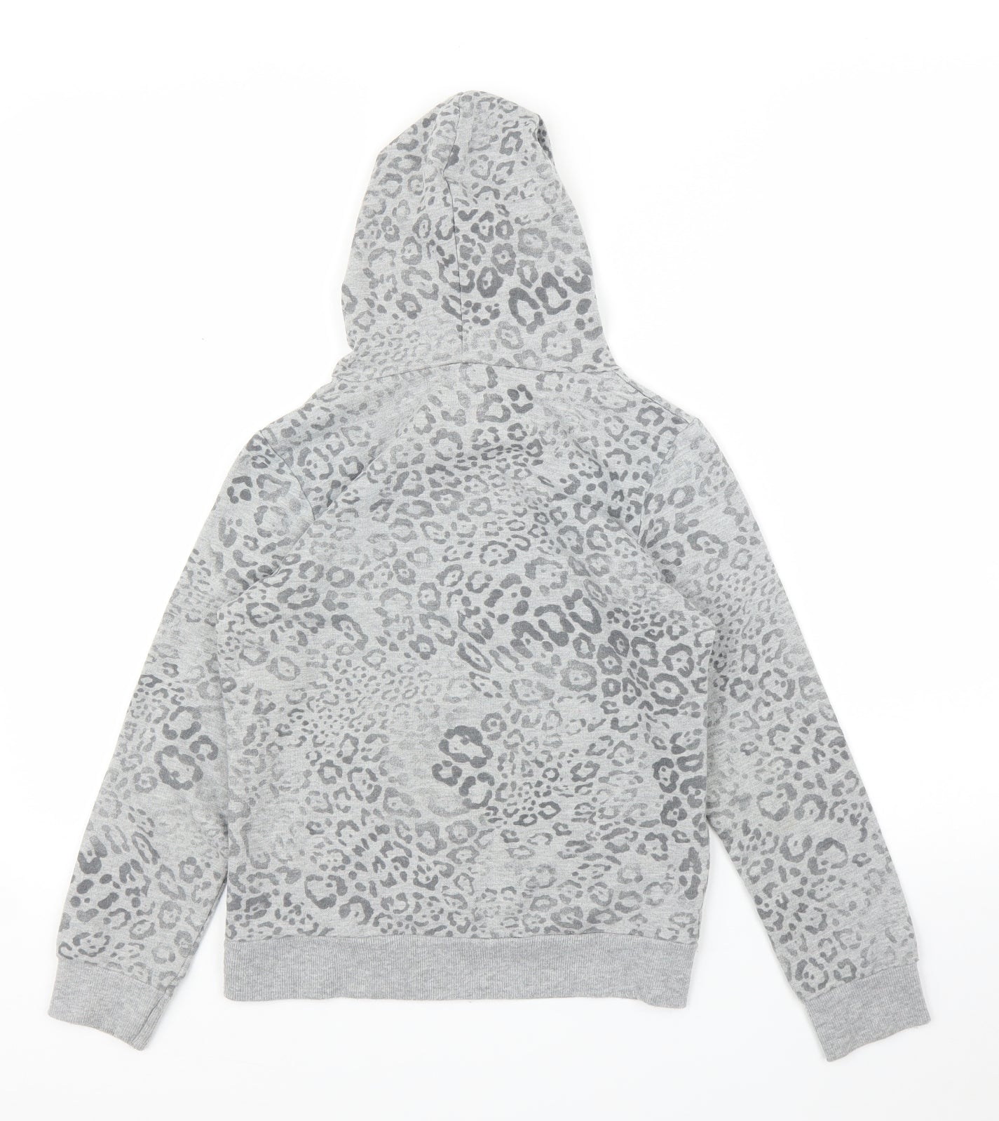Cherokee Girls Grey Animal Print  Pullover Hoodie Size 10-11 Years  - Leopard print