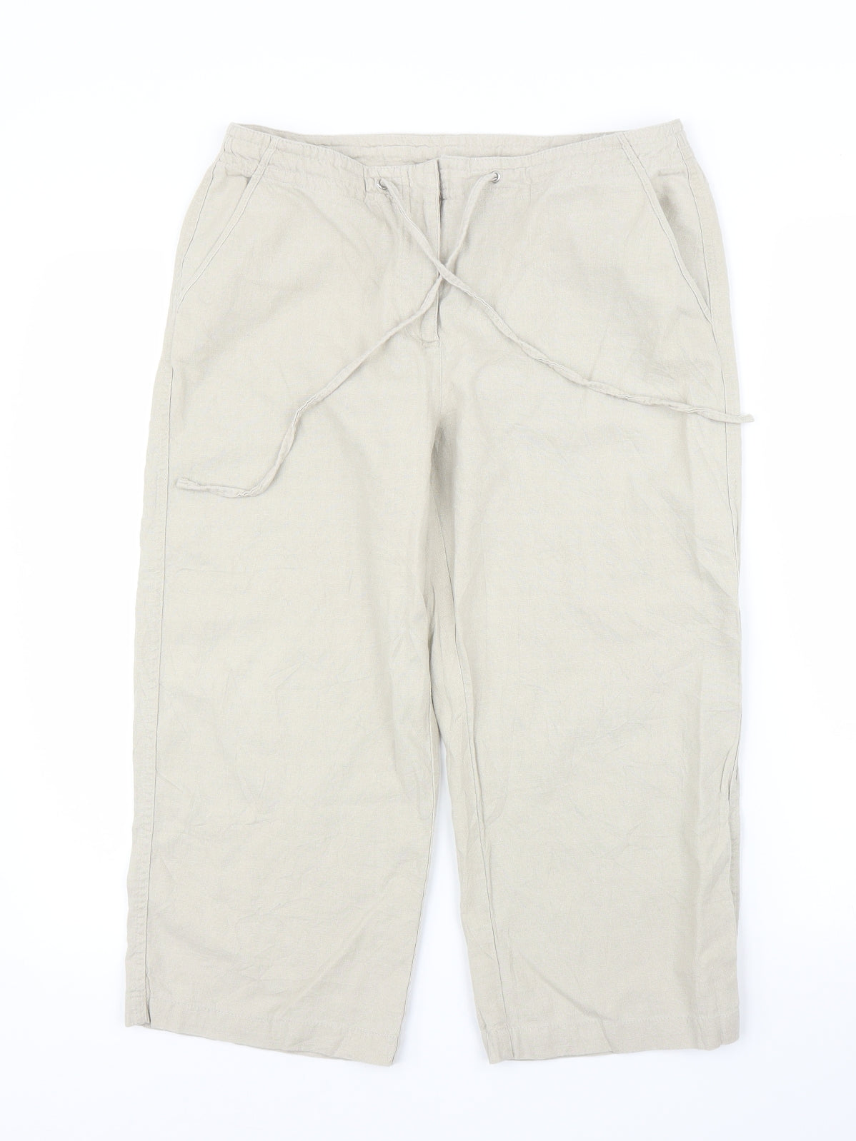 Wallis Womens Beige   Capri Trousers Size 14 L20 in