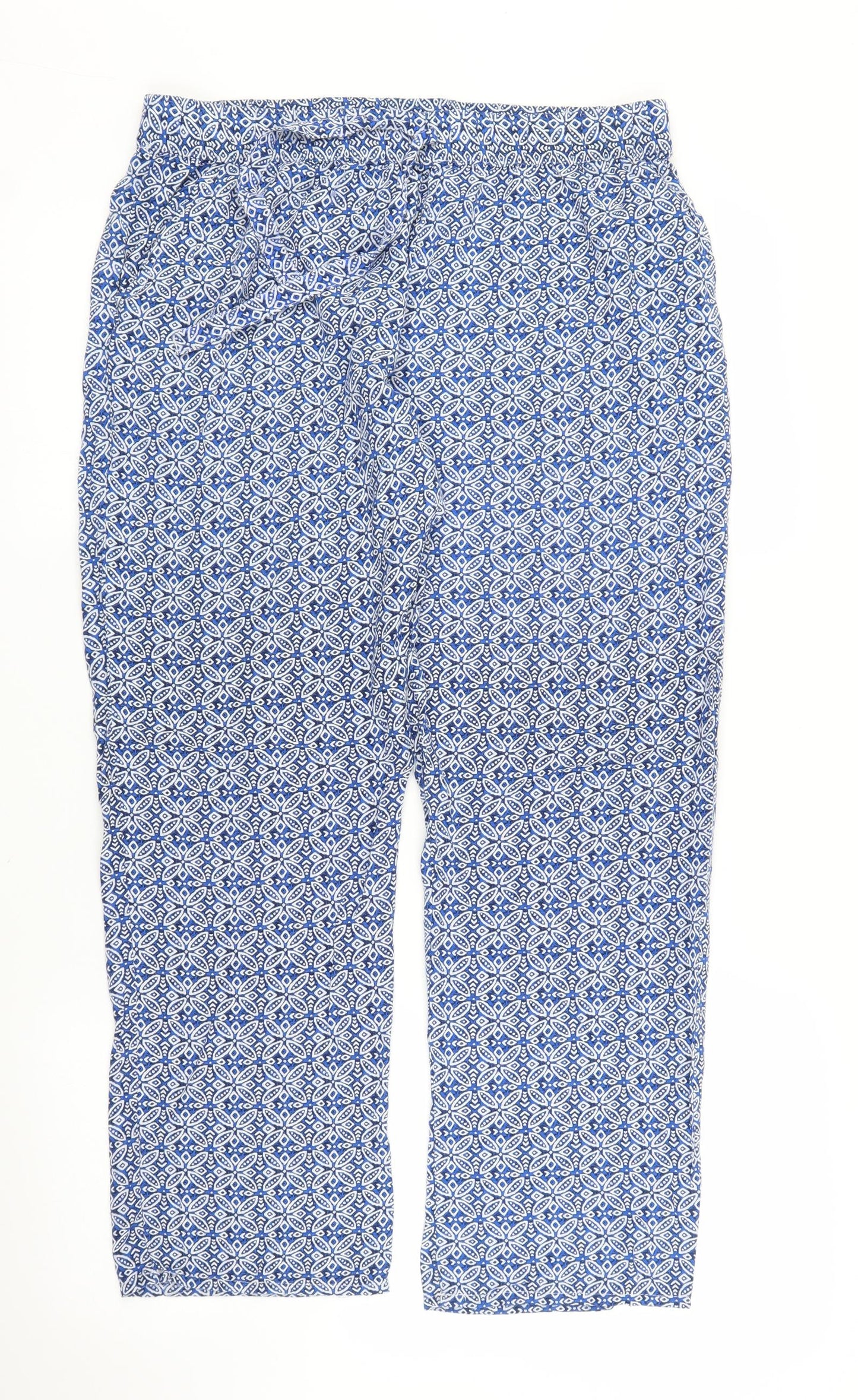Primark Womens Blue Floral  Bloomer Trousers Size 14 L23 in