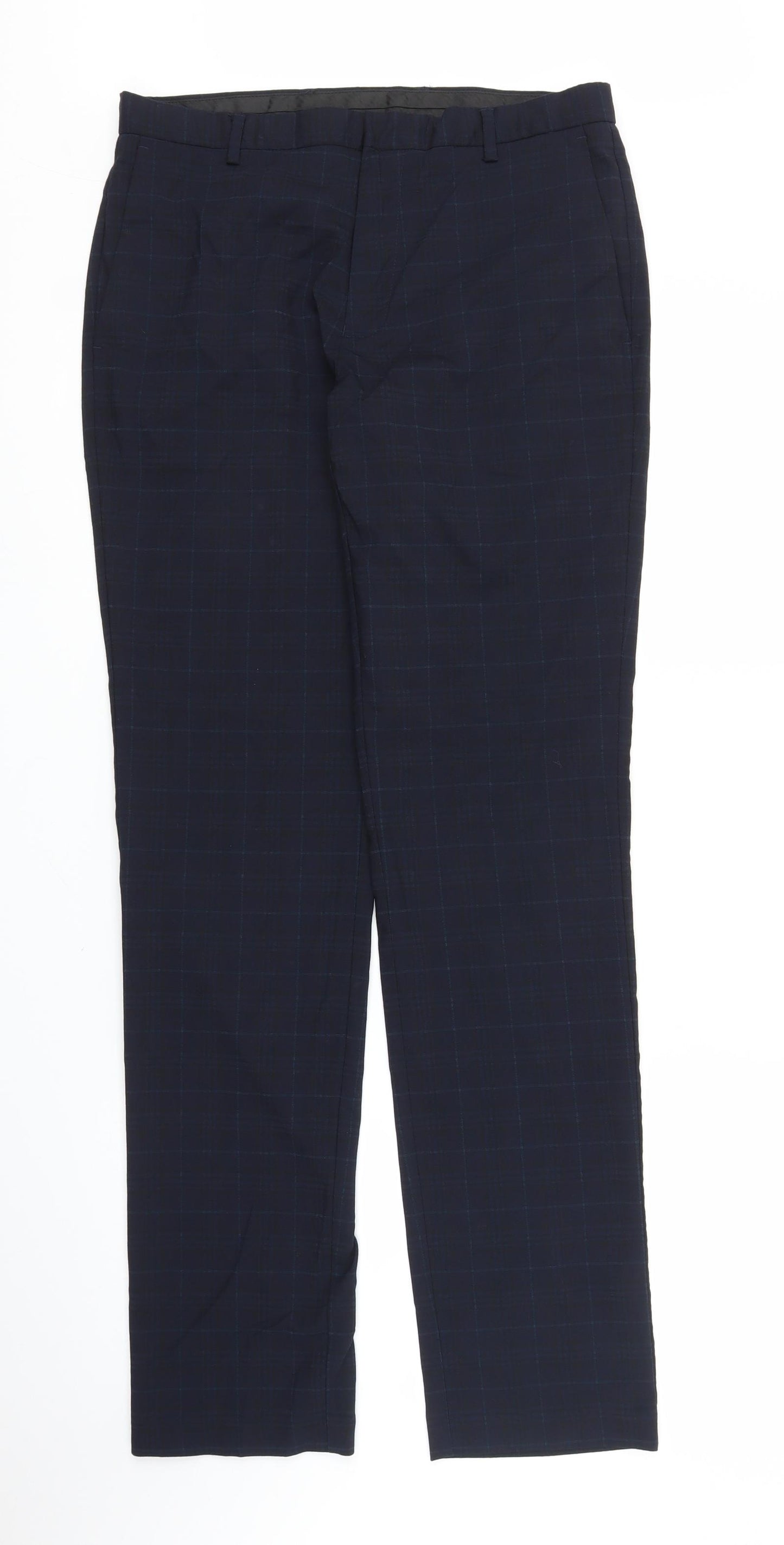 Burton Mens Blue Check  Trousers  Size 32 in L32 in
