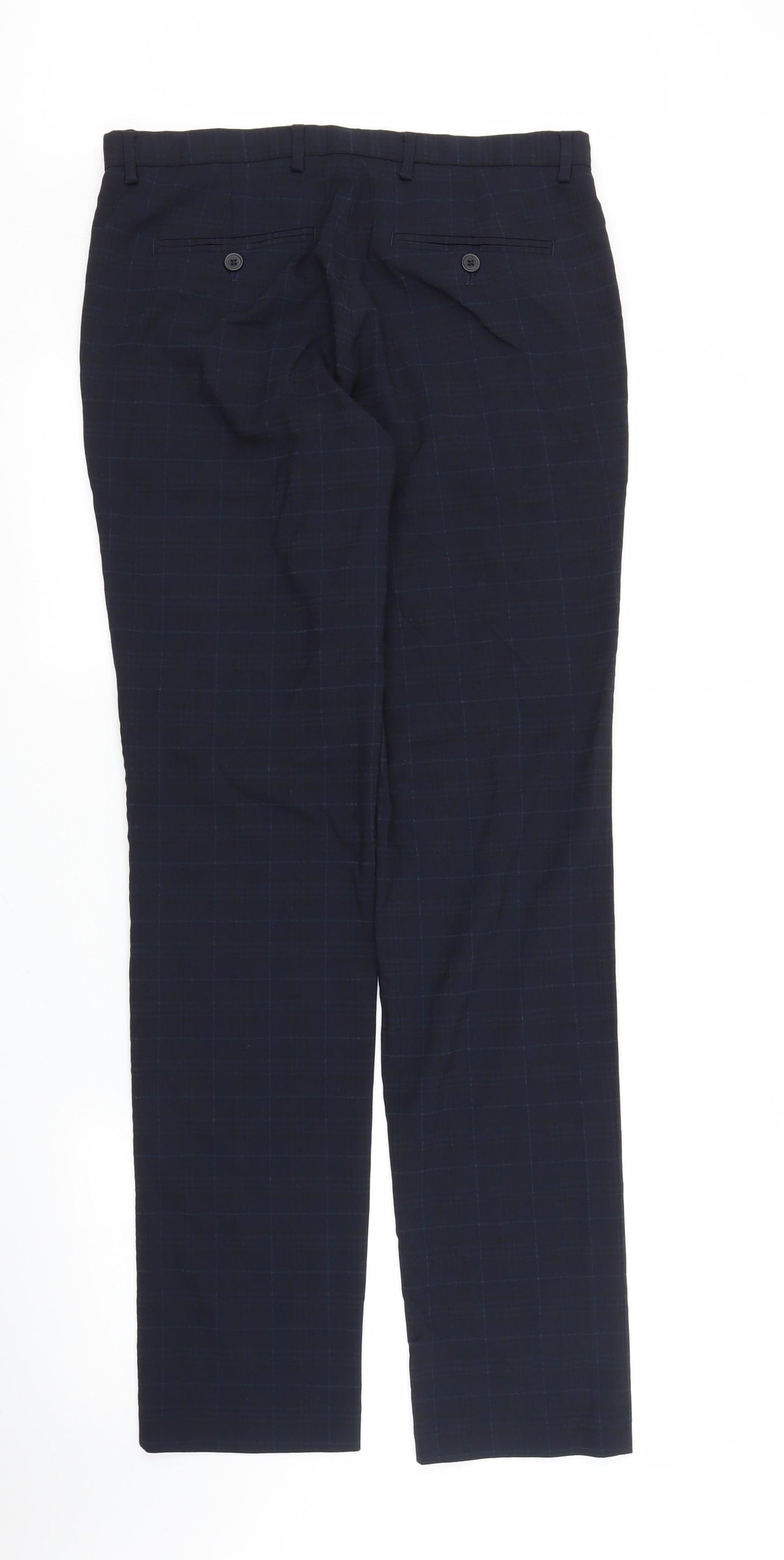 Burton Mens Blue Check  Trousers  Size 32 in L32 in