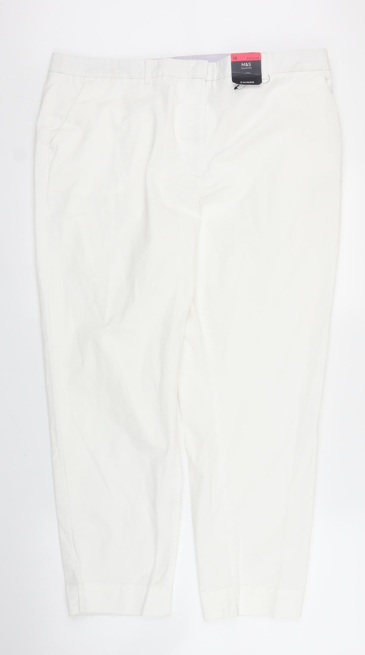 M&S Womens White   Capri Trousers Size 18 L24 in