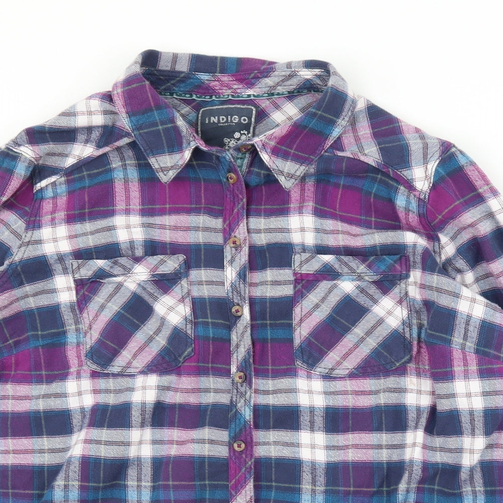 M&S Womens Purple Plaid  Basic Blouse Size 18