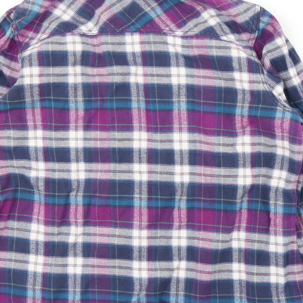 M&S Womens Purple Plaid  Basic Blouse Size 18