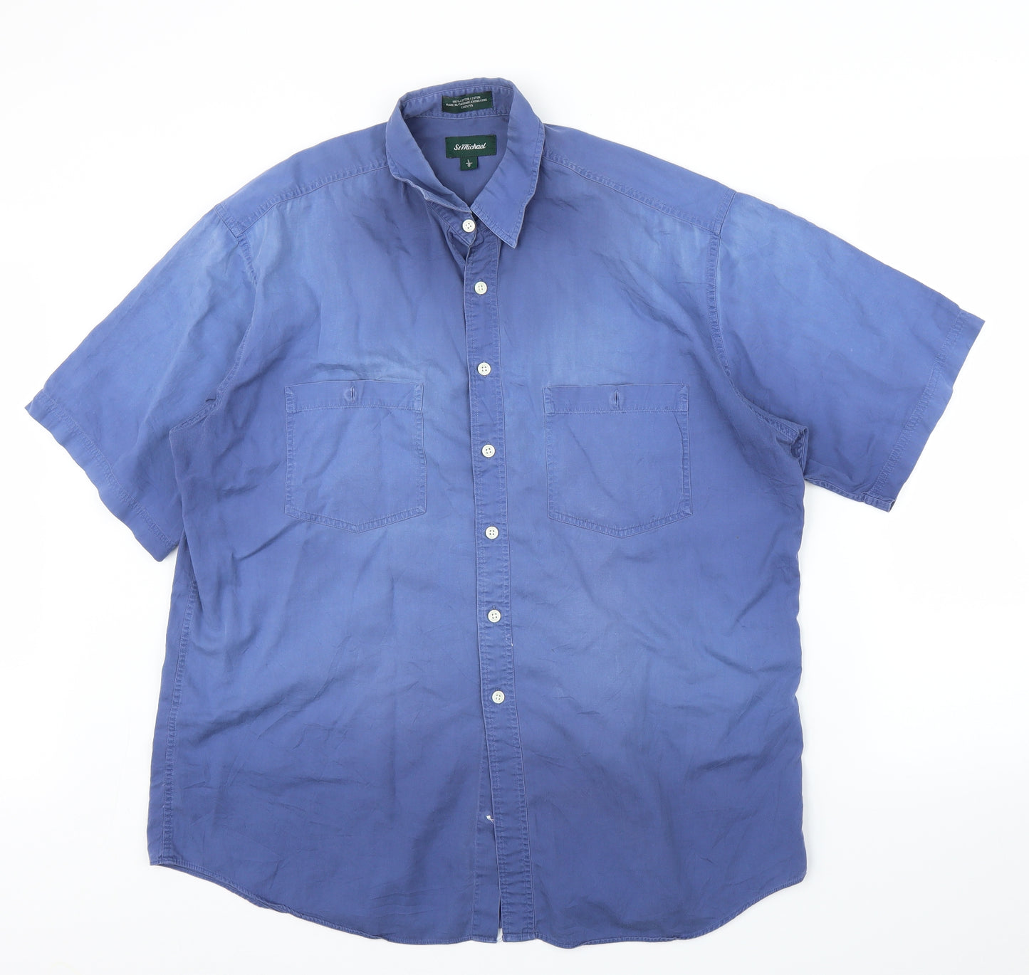 St Michael Mens Blue    Button-Up Size L
