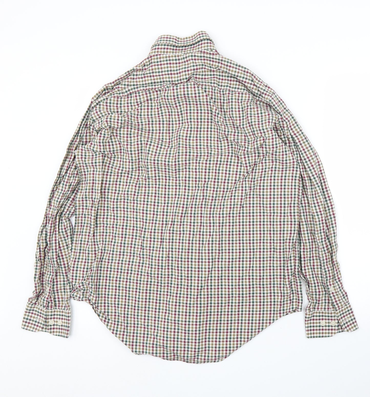 John Lewis Mens Beige Plaid   Button-Up Size 16
