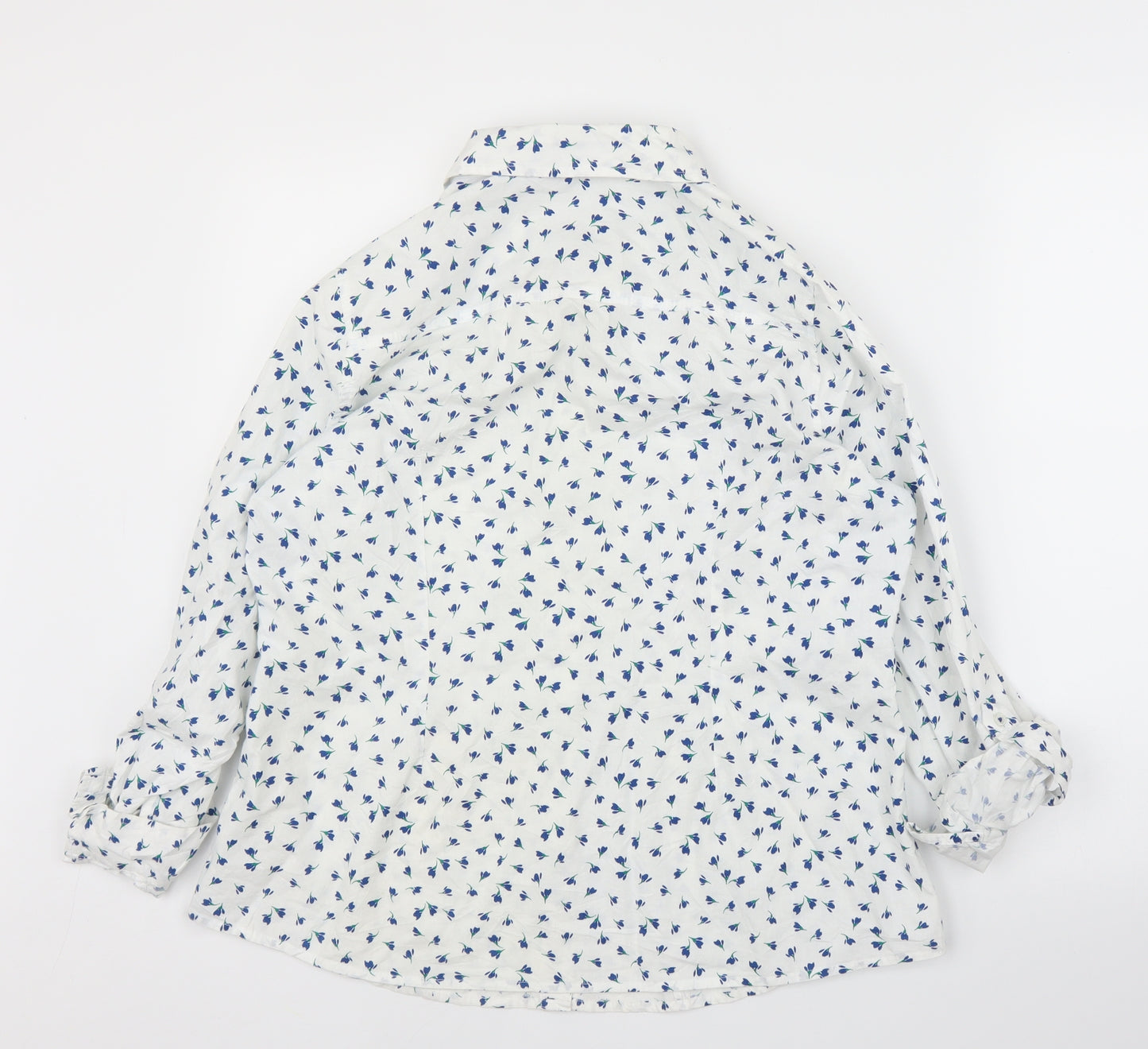 M&S Womens White Floral  Basic Blouse Size 16