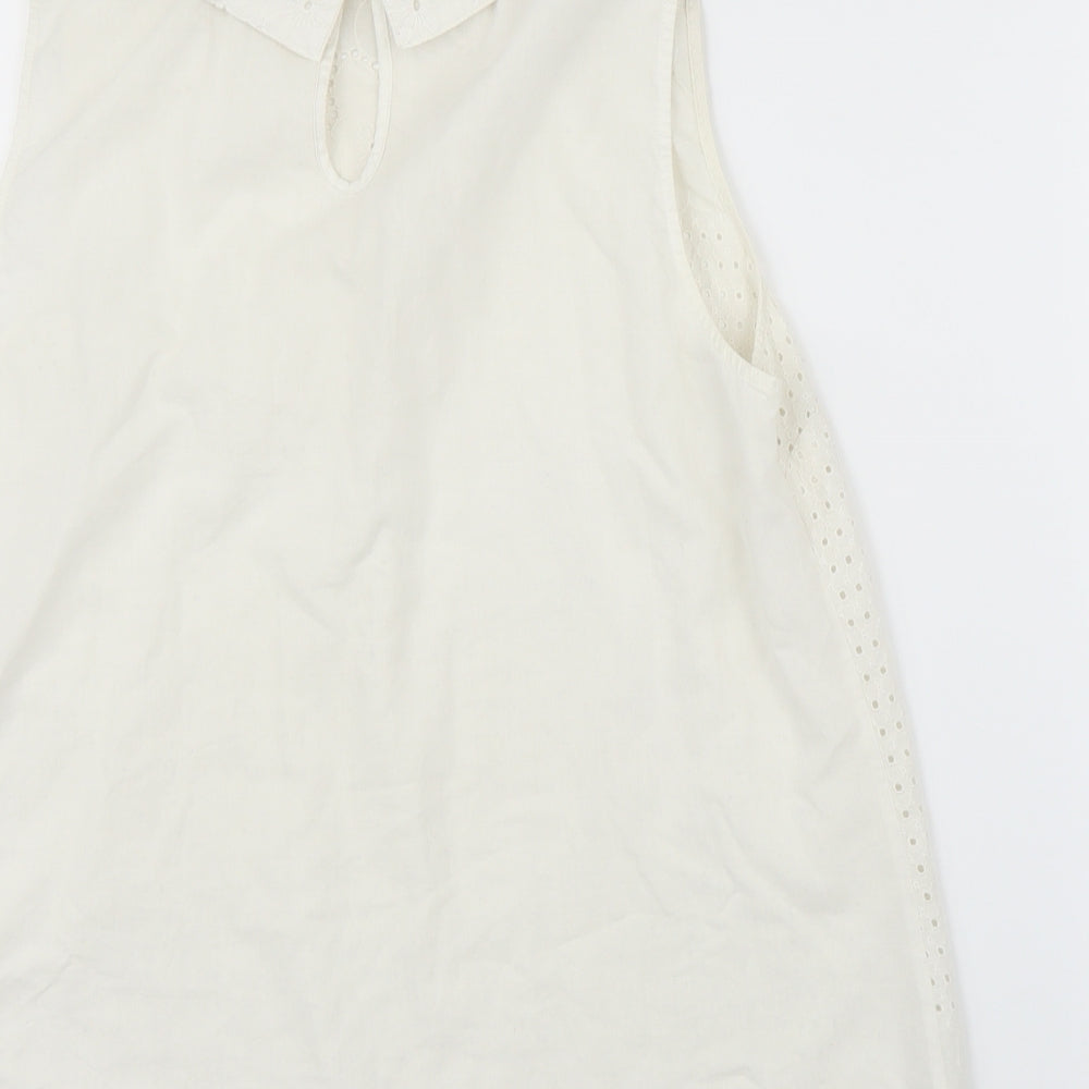 George Womens White Floral  Basic Blouse Size 14