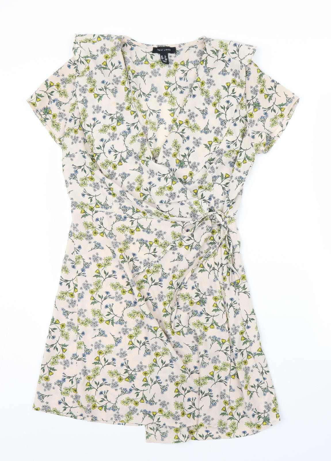New Look Womens Beige Floral  Wrap Dress  Size 12