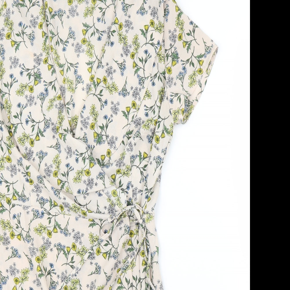 New Look Womens Beige Floral  Wrap Dress  Size 12