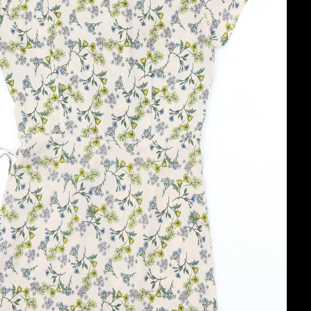 New Look Womens Beige Floral  Wrap Dress  Size 12