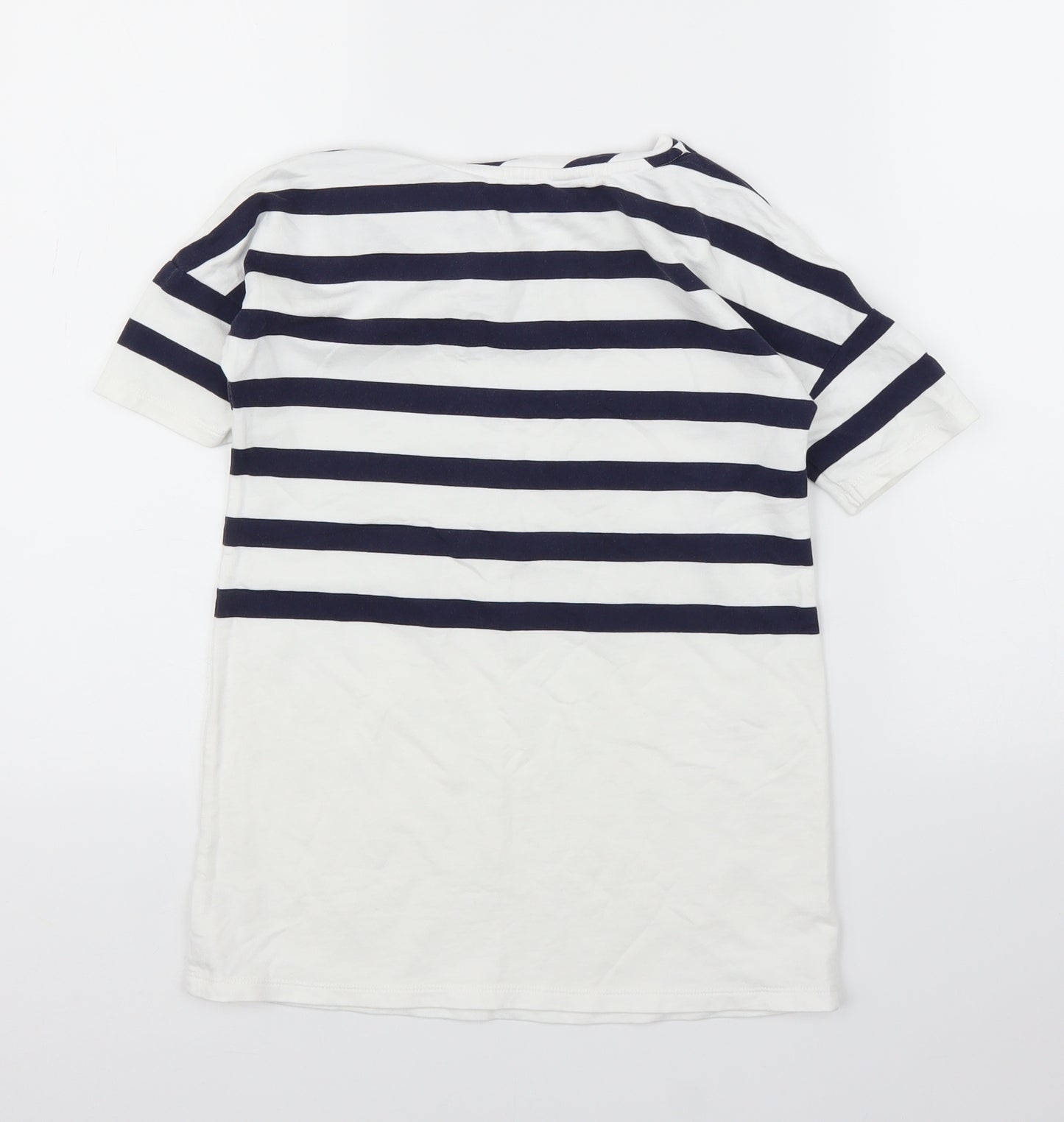John Lewis Girls White Striped  Tunic T-Shirt Size 8 Years