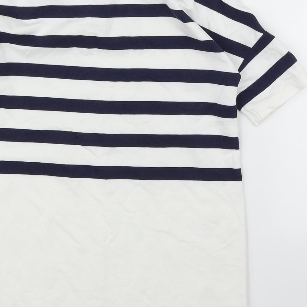 John Lewis Girls White Striped  Tunic T-Shirt Size 8 Years