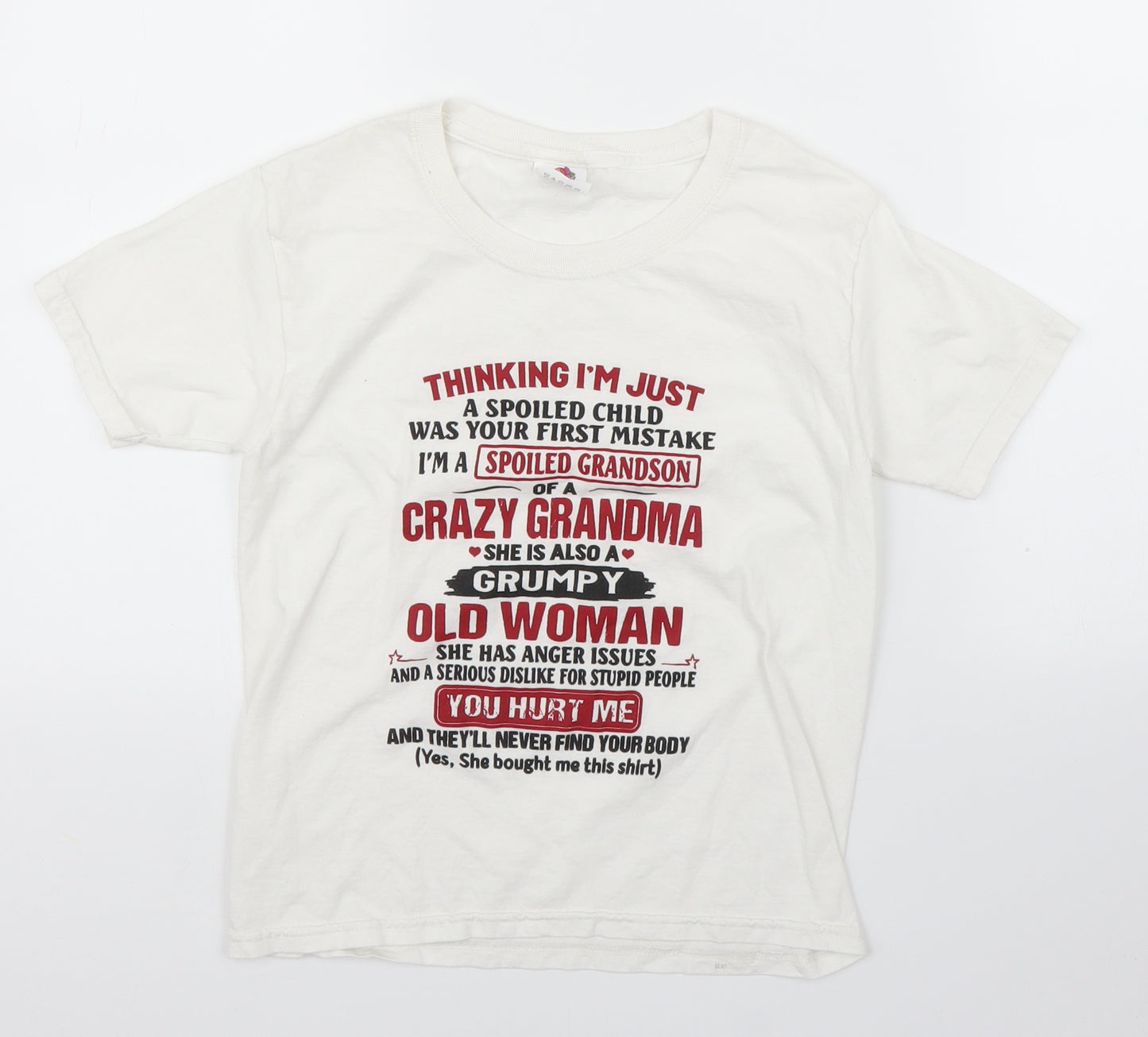 Fruit of the Loom Boys White   Basic T-Shirt Size S
